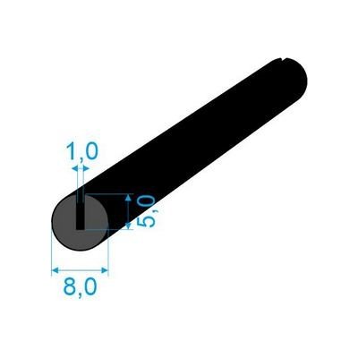 350003 Pryžový profil kruhový, průměr 8mm, drážka 1mm, 70°Sh, EPDM, -40°C/+100° – Zbozi.Blesk.cz