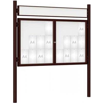 PROCITY Venkovní vitrína model 1000 dvoukřídlá 24 x A4, hnědá, včetně sloupků a záhlaví | Zboží Auto