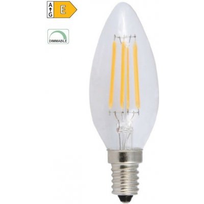 Diolamp LED Filament Candle žárovka čirá C35 5W/230V/E14/4000K/690Lm/360°/Dim