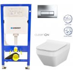 Geberit Duofix tlačítko DELTA51 CHROM WC CERSANIT CREA HRANATÉ CLEANON + Sedátko 458.103.00.1 CR2