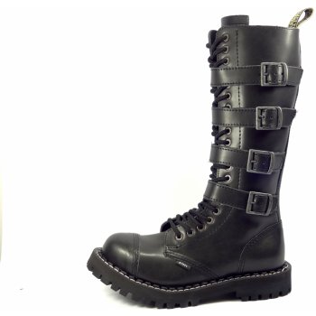 Steel boty 20 dírkové šněrovací se zipem a přezkami zateplené černé