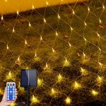 TRMLBE Solární světelná síť venkovní 6x4m 480LEDs světelný řetěz Teplá bílá světelná síť s 8 světelnými režimy – Zboží Mobilmania