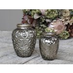 Champagne antik skleněná dekorační váza / svícen Viria - Ø 8*10 cm - Chic Antique – Hledejceny.cz