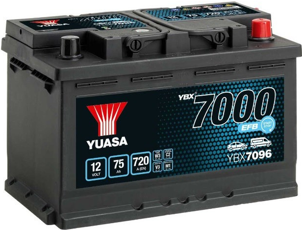 YUASA YBX3000 Batterie YBX3108 12V 50Ah 400A B1 mit Handgriffen, mit  Ladezustandsanzeige, Bleiakkumulator , SMF YBX3108