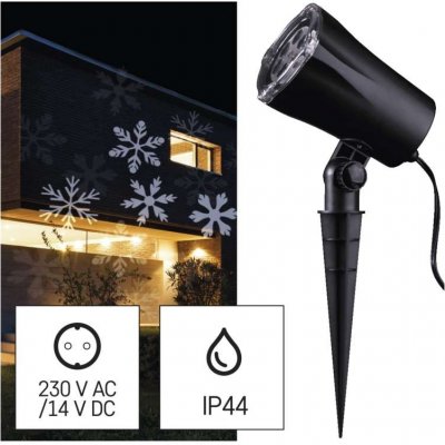 Emos DCPC02 LED vánoční dekorativní projektor vločky IP44 bílá