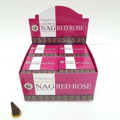 Vijayshree Vonné kužely Golden Nag Red Rose 10 ks – Zboží Mobilmania