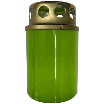 Hřbitovní svíčka s víčkem zelená 15 hod (výška 85 mm, šířka 50 mm) – Zboží Dáma