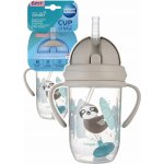 Canpol Babies nevylévací hrníček se slámkou a závažím Exotic Lenochod šedý 270 ml – Zboží Dáma