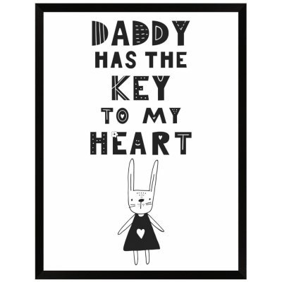 Dětský plakát Táta má klíč od mého srdce 24X30 cm + černý rám
