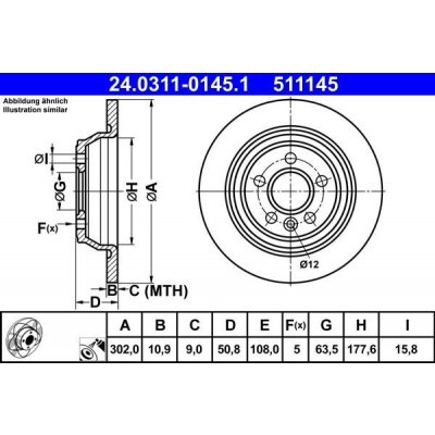 Brzdový kotouč ATE 24.0311-0145.1 | Zboží Auto