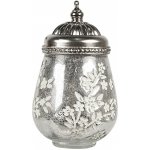 Stříbrná skleněná svítící LED lucerna s kvítky Balli - Ø 9*15 cm - Clayre & Eef – Hledejceny.cz