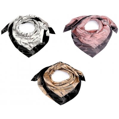 Stoklasa Saténový šátek květy 3 béžová velbloudí – Zbozi.Blesk.cz