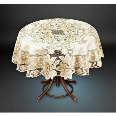 MyBestHome Žakárový ubrus Sofia krémová/zlatá Ø 100 120 160cm Ø 120cm – Zboží Dáma