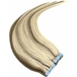 Invisible tape hair pravé lidské vlasy 50 cm - platina/světle hnědá – Zboží Mobilmania