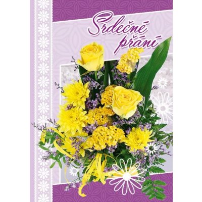 Aria-cards Pohlednice Srdečné přání fialovo žluté