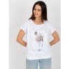 Dámská Trička RUE PARIS tričko s potiskem květiny rv-bz-8957,77 bílá