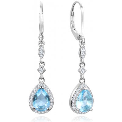 AGATO Půvabné visací náušnice s modrým zirkonem AGUC3296 – Zboží Mobilmania