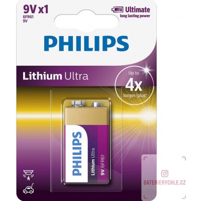 Philips Lithium Ultra 9V 1ks 6FR61LB1A/10 – Zboží Mobilmania
