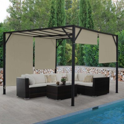 Mendler Pergola Baia robustní 6cm ocelový rám + posuvná střecha 4x4m taupe – Zboží Mobilmania