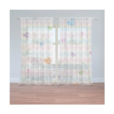 Sablio Záclony Barevná srdíčka: 2ks 150x250cm – Hledejceny.cz