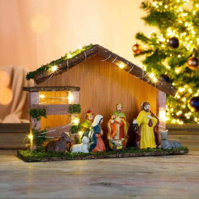 Haushalt international LED dřevěný betlém s porcelánovými figurkami – Hledejceny.cz