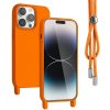 Pouzdro a kryt na mobilní telefon Jelly Case Rope Case na iPhone 15 na krk - oranžové