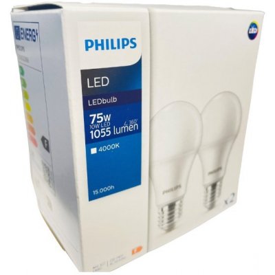 Philips 8719514471016 LED žárovka CorePro E27 10W/75W 1055lm 4000K A60 bílá 2-set