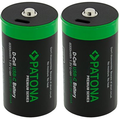 PATONA nabíjecí baterie LR20 mono D Li-lon 4000mAh 1,5V s USB-C nabíjením, 2ks v balení – Sleviste.cz