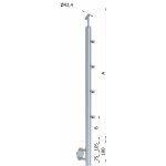 Nerezový sloup, boční kotvení, 4 řadový průchodný, venkovní, vrch nastavitelný, (ø 42,4x2 mm), leštěná nerez / AISI304 – Zbozi.Blesk.cz