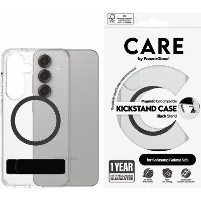 PanzerGlass Care Samsung Galaxy S25 čirý černý Kickstand QI CRRFBKQG38388 – Sleviste.cz