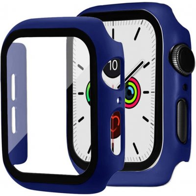 AppleMix Tvrzené sklo + rámeček pro Apple Watch 38mm Series 1 / 2 / 3 - tmavě modrý