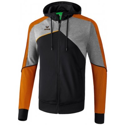 Erima Premium ONE 2.0 MIKINA NA ZIP S KAPUCÍ Černá/Šedá/Oranžová neon – Sleviste.cz