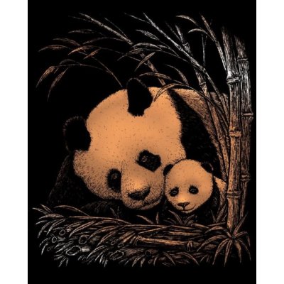 Měděný škrabací obrázek Panda s mládětem – Zboží Mobilmania