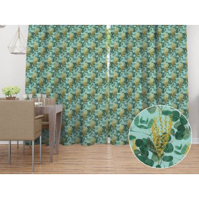Biante Dekorační závěs PML-088 Eukalypty na mátovém 145x200 cm – Hledejceny.cz