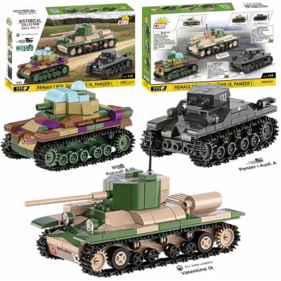 COBI 2740 World War II 1:48 Set tanků Renault R35, Valentine IX a Penzer I – Zboží Dáma
