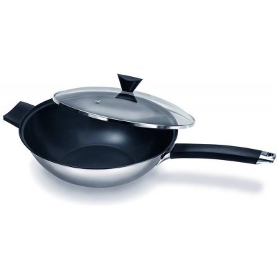 Ken Hom Excellence nerezový wok s nepřilnavým povrchem a skleněnou poklicí 32 cm