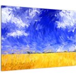 Skleněný obraz - Olejomalba, Zlaté pole, jednodílný 70x50 cm na skle