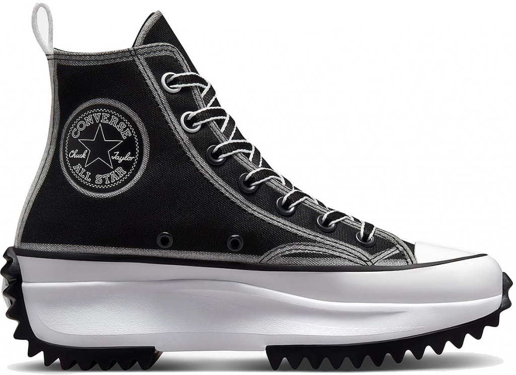 Converse Run Star Hike Platform Outline Sketch Hi A03955 black/white/black