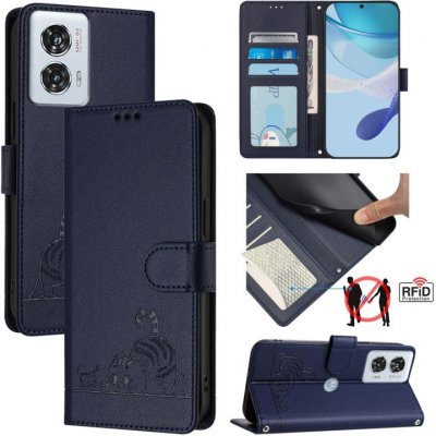 Vsechnonamobil 79356 ART CAT Peněženkový obal s řemínkem pro Motorola Edge 50 Fusion tmavomodrý – Zboží Živě
