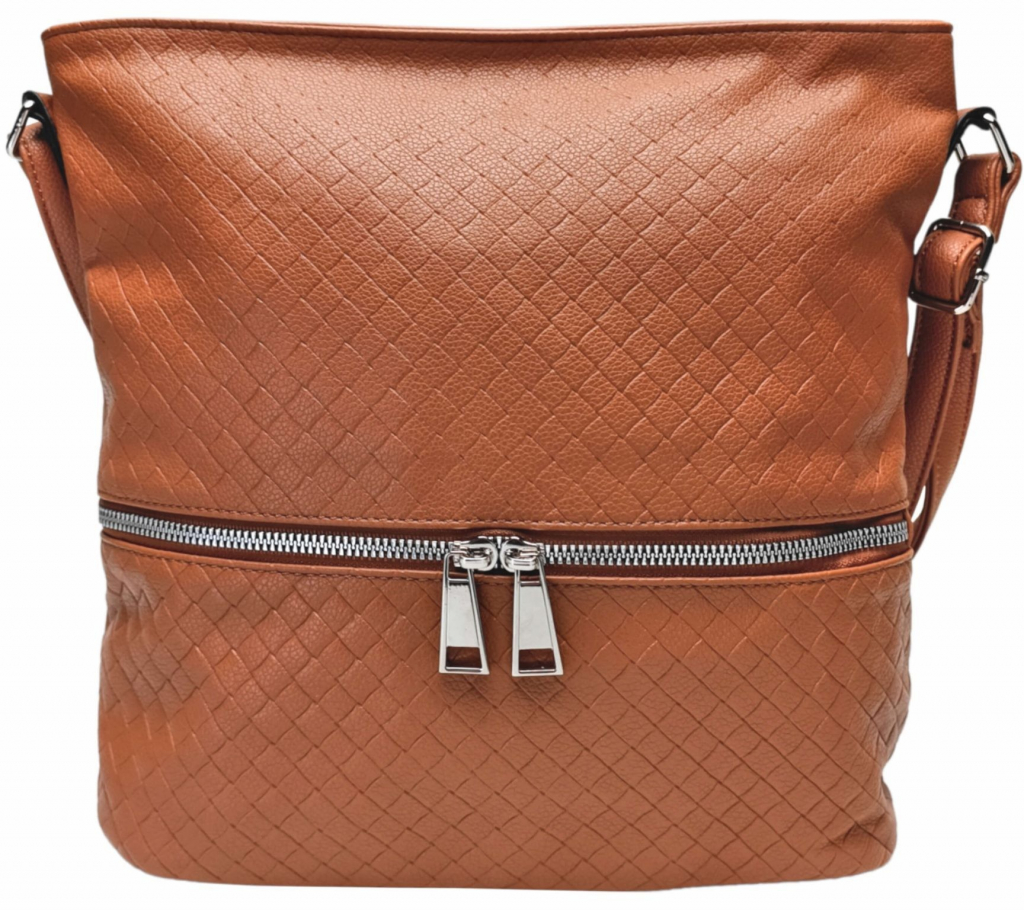 Středně hnědá crossbody kabelka se vzorem