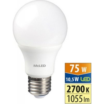 McLED LED žárovka E27 10,5W 75W teplá bílá 2700K – Zboží Živě