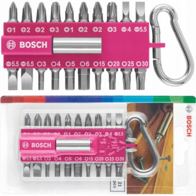 Sada 21 šroubovacích nástavců s karabinou 2607002821 fuchsiová – Sleviste.cz