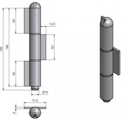 závěs čepový 180mm – Zboží Mobilmania