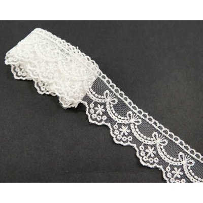 Vyšívaná krajka - smetanová - šířka 3,8 cm – Zboží Dáma