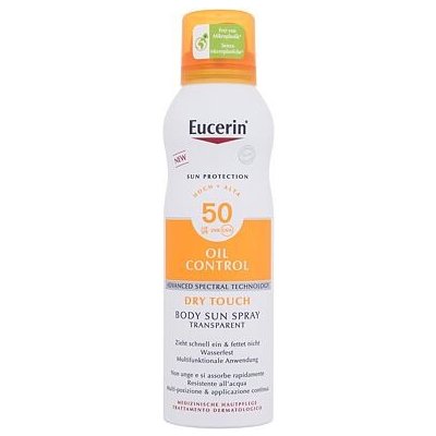 Eucerin Sun Oil Control Body Sun Spray Dry Touch SPF50 voděodolný transparentní sprej na opalování pro aknózní pokožku 200 ml – Zbozi.Blesk.cz