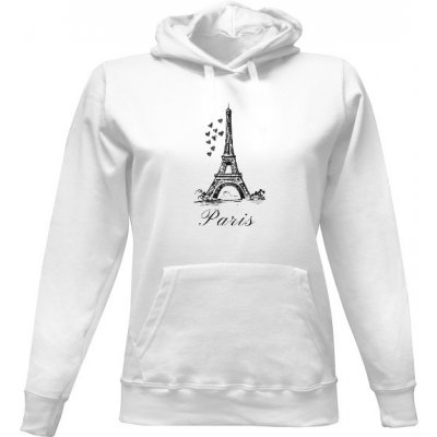 Dámská mikina s kapucí s potiskem Paříž dámské Bílá – Zboží Dáma