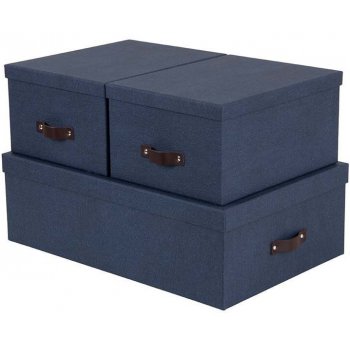 Bigso Box of Sweden úložný box 3 - pack 8113C3849LEA648 námořnická modř
