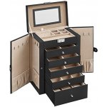 Songmics šperkovnice se zrcátkem 5 zásuvek černá – Hledejceny.cz