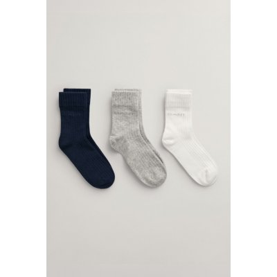 GANT TONAL LOGO RIB SOCKS 3 PACK modrá