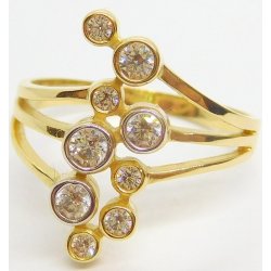Klenoty Budín Mohutný zlatý prsten se zirkony 585/3,65gr vel. 59 HK1014B